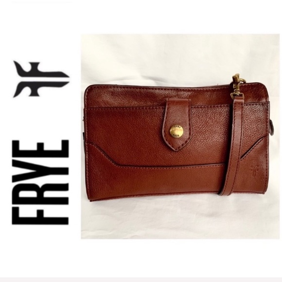 NWOT FRYE genuine leather crossbody cognac - Picture 5 of 8